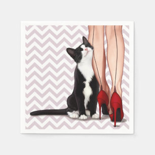 Serviette Jetable Chat de femme et de smoking