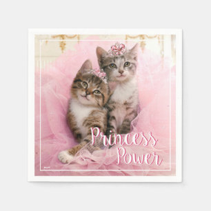 Serviette Jetable Chatons doux à Tiaras et Tutu rose étincelant