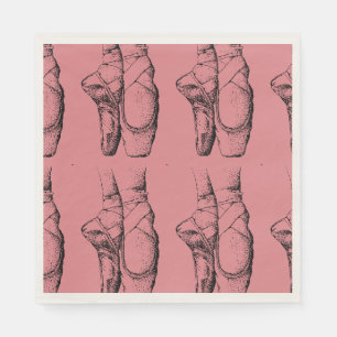 Serviette Jetable Chaussons Ballerina Rose Ballet Papier Napkins