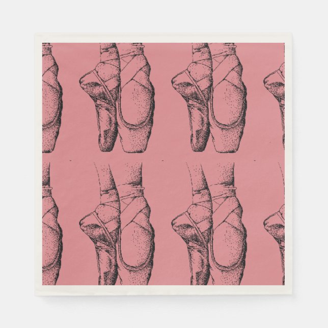 Serviette Jetable Chaussons Ballerina Rose Ballet Papier Napkins (Devant)