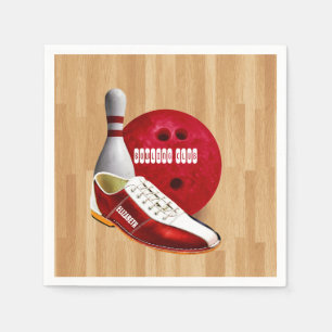 Serviette Jetable Chaussure de boule de bowling et Pin avec votre