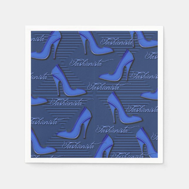 Serviette Jetable Chaussures bleu fashionista Motif serviettes (Devant)