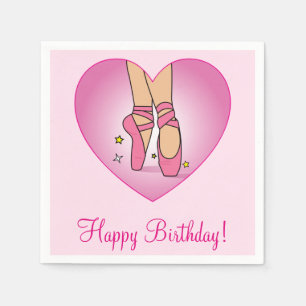 Serviette Jetable Chaussures de ballet dans un coeur heureux anniver