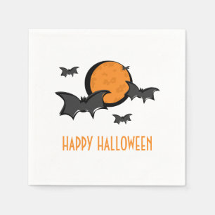 Serviette Jetable Chauves-souris et lune Halloween serviettes en pap