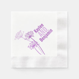 Serviette Jetable chervil mariage / vaches persil pourpre papier ser