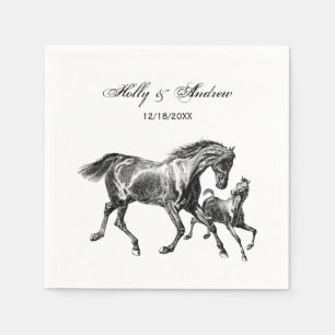 Serviette Jetable Cheval vintage Mère Bébé Foie