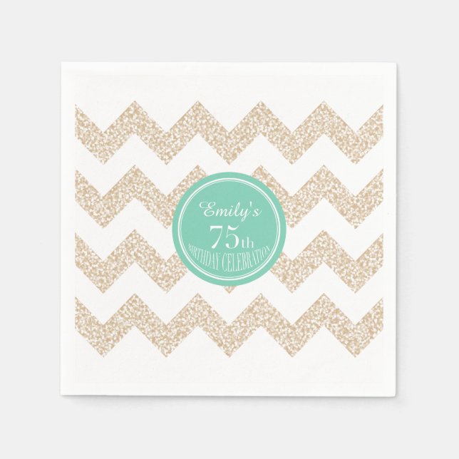 Serviette Jetable Chevron 75e Anniversaire P Napkin Choisissez la co (Devant)