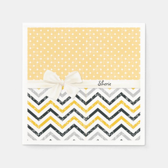 Serviette Jetable Chevron et Pois (Devant)
