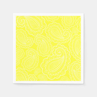 Serviette Jetable Chic Jaune Paisley Floral Design Mariage
