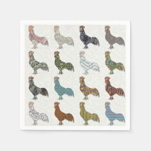 Serviette Jetable Chicken Rooster Coloré ferme Motif
