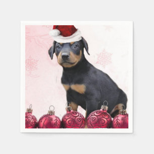 Serviette Jetable Chiot de Pinscher de dobermann de Noël