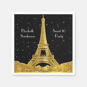 Serviette Jetable Ciel de Paris en or #2 Black Starry Sweet 16 SQ