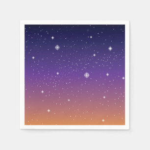 Serviette Jetable Ciel étoilé de coucher de soleil violet et or