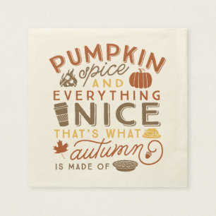 Serviette Jetable Citrouille épice typographique Autumn Cocktail Na