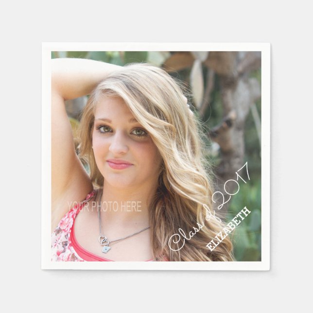 Serviette Jetable Classe de 2017 Photo Graduation Personnalisée (Devant)