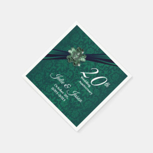 Serviette Jetable Classy 20th Emerald Mariage Anniversaire