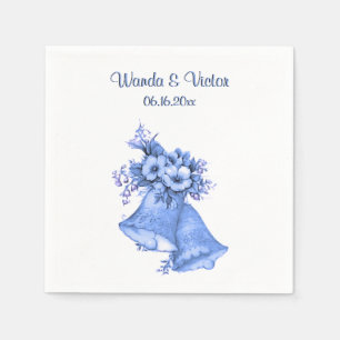 Serviette Jetable Cloches Mariage Bleu Personnalisées