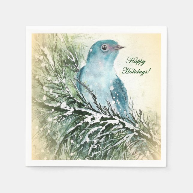 Serviette Jetable Cocktail Bluebird Holiday Napkin (Devant)