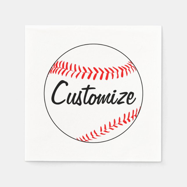Serviette Jetable Cocktail de baseball personnalisé serviettes (Devant)