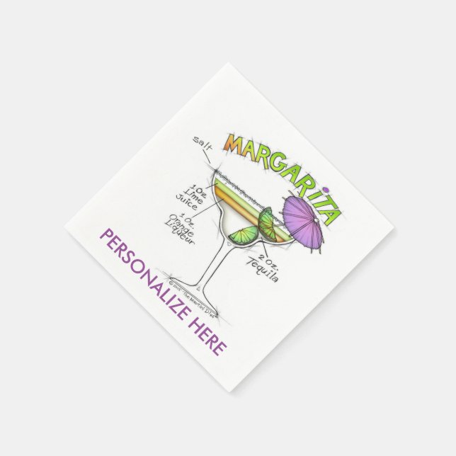SERVIETTE JETABLE COCKTAIL MARGARITA RECIPE (Coin)