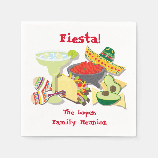 Serviette Jetable Cocktail mexicain Fiesta ou serviettes pour le déj (Devant)