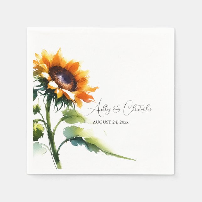 Serviette Jetable Cocktail Rustique Mariage de tournesol Napkin (Devant)