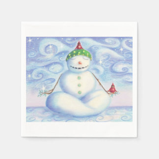 Serviette Jetable Cocktail serviettes avec Yoga Snowman