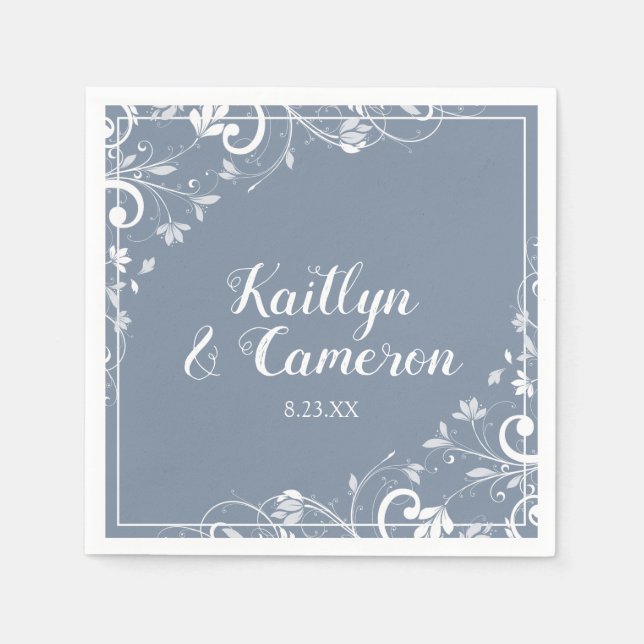 Serviette Jetable Cocktail serviettes | Bouquet chic (bleu foncé) DK (Devant)