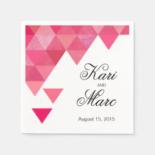 Serviette Jetable Cocktail Triangles géométriques fuschia