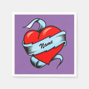 Serviette Jetable Coeur personnalisé de tatouage