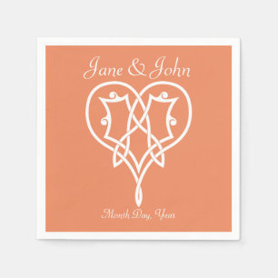 Serviette Jetable Coeurs de tissage celtique en corail serviettes