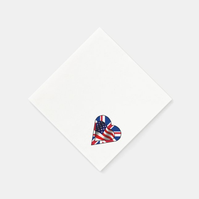 Serviette Jetable Coeurs du drapeau américain et britannique (Coin)