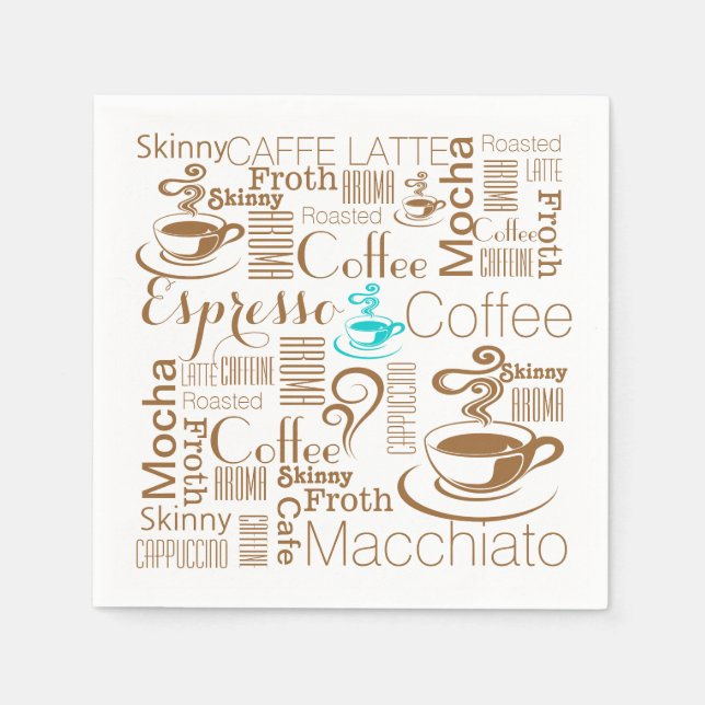 Serviette Jetable Coffee collage bleu brun (Devant)