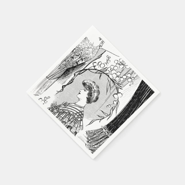 Serviette Jetable Collage d'illustration de mode rétro (Coin)