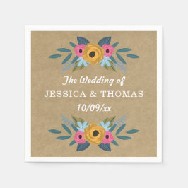 Serviette Jetable Collection de Mariages de couronnes florales Kraft
