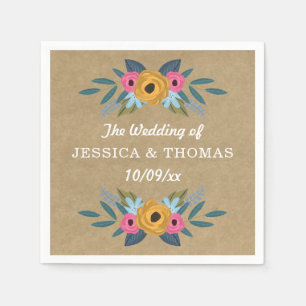 Serviette Jetable Collection de Mariages de couronnes florales Kraft