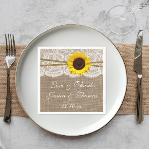 Serviette Jetable Collection de Mariages de tournesols rustiques