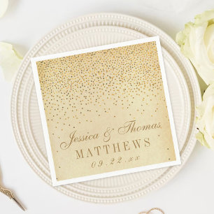 Serviette Jetable Collection Vintage de Mariage Glam Gold Confetti