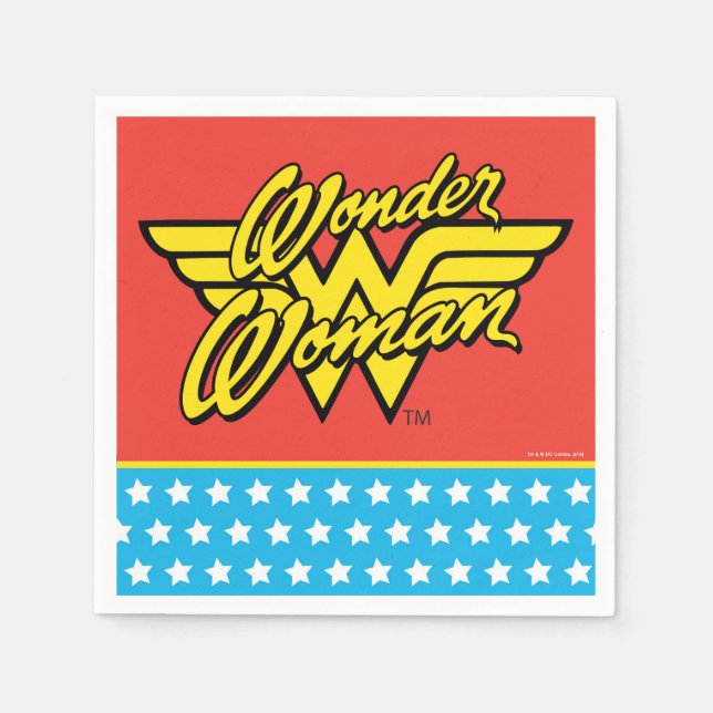 Serviette Jetable Comics DC | Logo Wonder Woman | Joyeux anniversair (Devant)