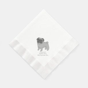 Serviette Jetable Conception grise de chien de carlin