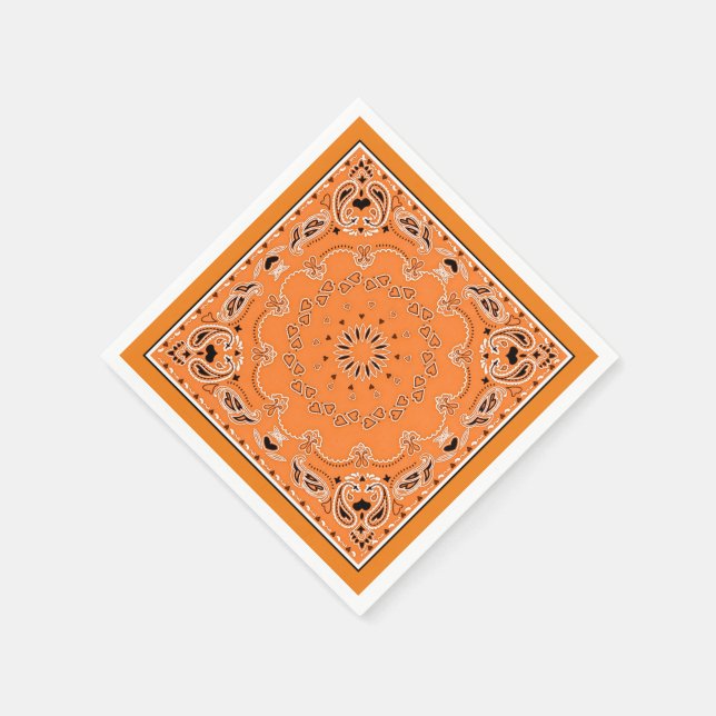 Serviette Jetable conception orientale orange (Coin)