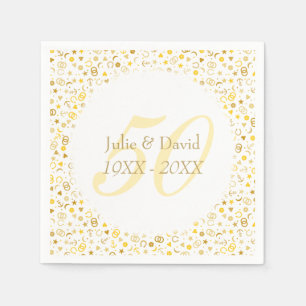 Serviette Jetable Confetti d'or du 50e anniversaire du Mariage