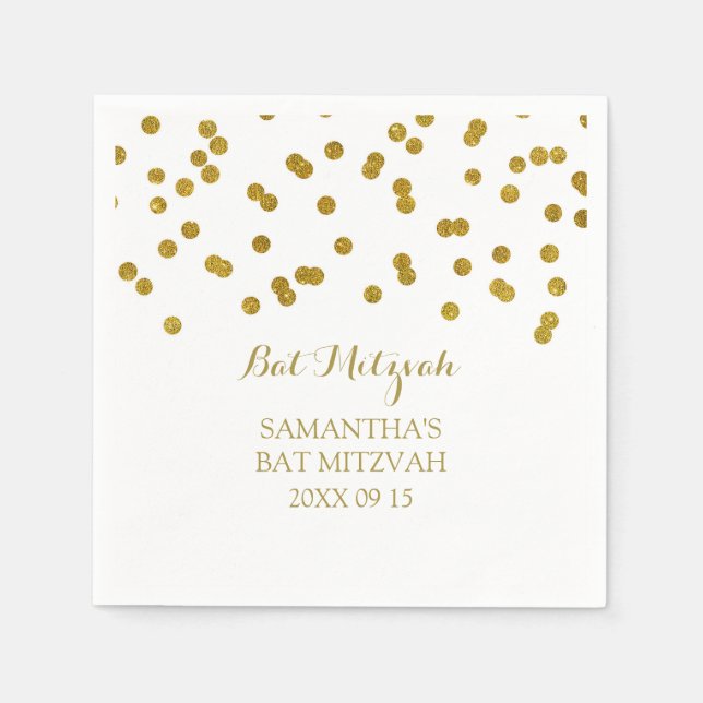 Serviette Jetable Confetti en or à la menthe de Napkin Bat mitzvah p (Devant)
