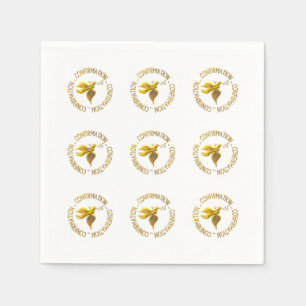Serviette Jetable Confirmation en or et Holy Spirit