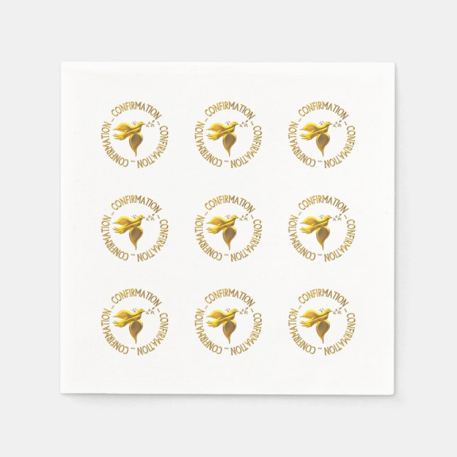 Serviette Jetable Confirmation en or et Holy Spirit (Devant)