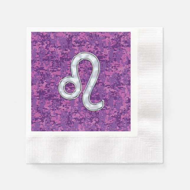 Serviette Jetable Connexion Leo sur Camouflage numérique Fuchsia ros (Devant)