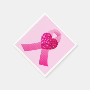 Serviette Jetable Conscience rose de cancer du sein de ruban de