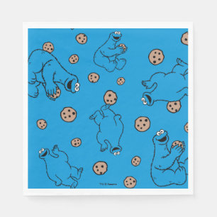 Serviette Jetable Cookie Monster et Cookies Motif bleu
