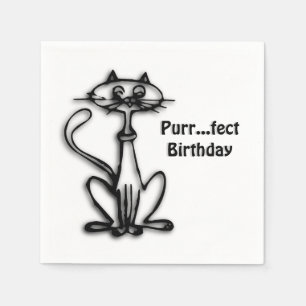 Serviette Jetable Cool Chat Purr Fect Anniversaire