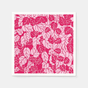 Serviette Jetable Copie japonaise de feuille, fuchsia et rose-clair